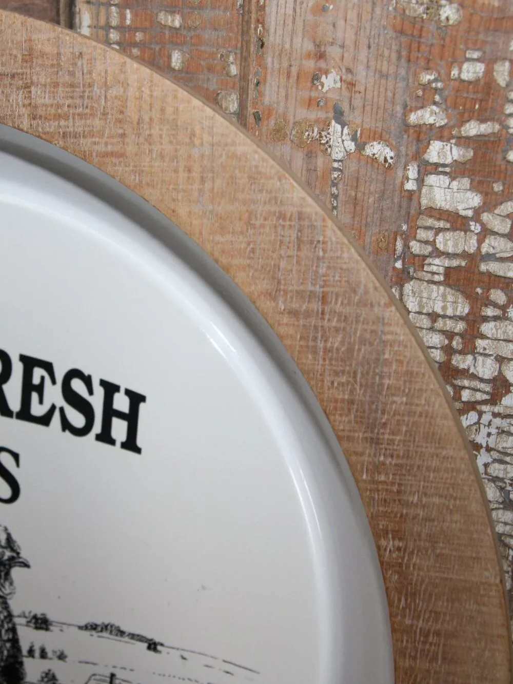 White & Black Farm Fresh Eggs Farmhouse Rooster Chicken Wall Decor Plate
